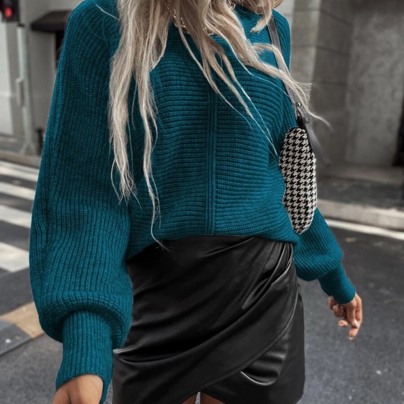BellanBlue Sweaters - Cozy Teal Blue Batwing Knit Sweater Top